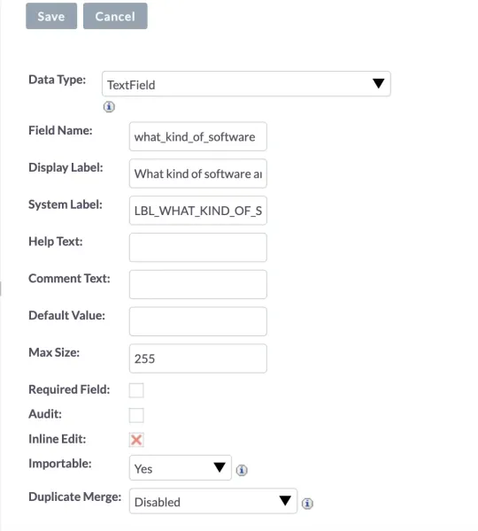 SuiteCRM Fields Display Label