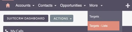 suitecrm targets lists