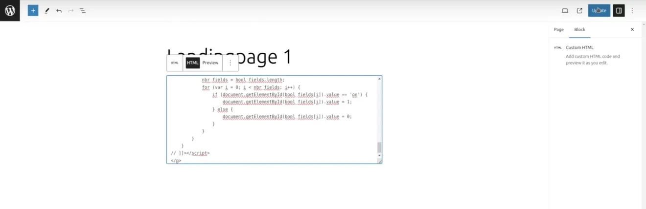 landingpage paste html code