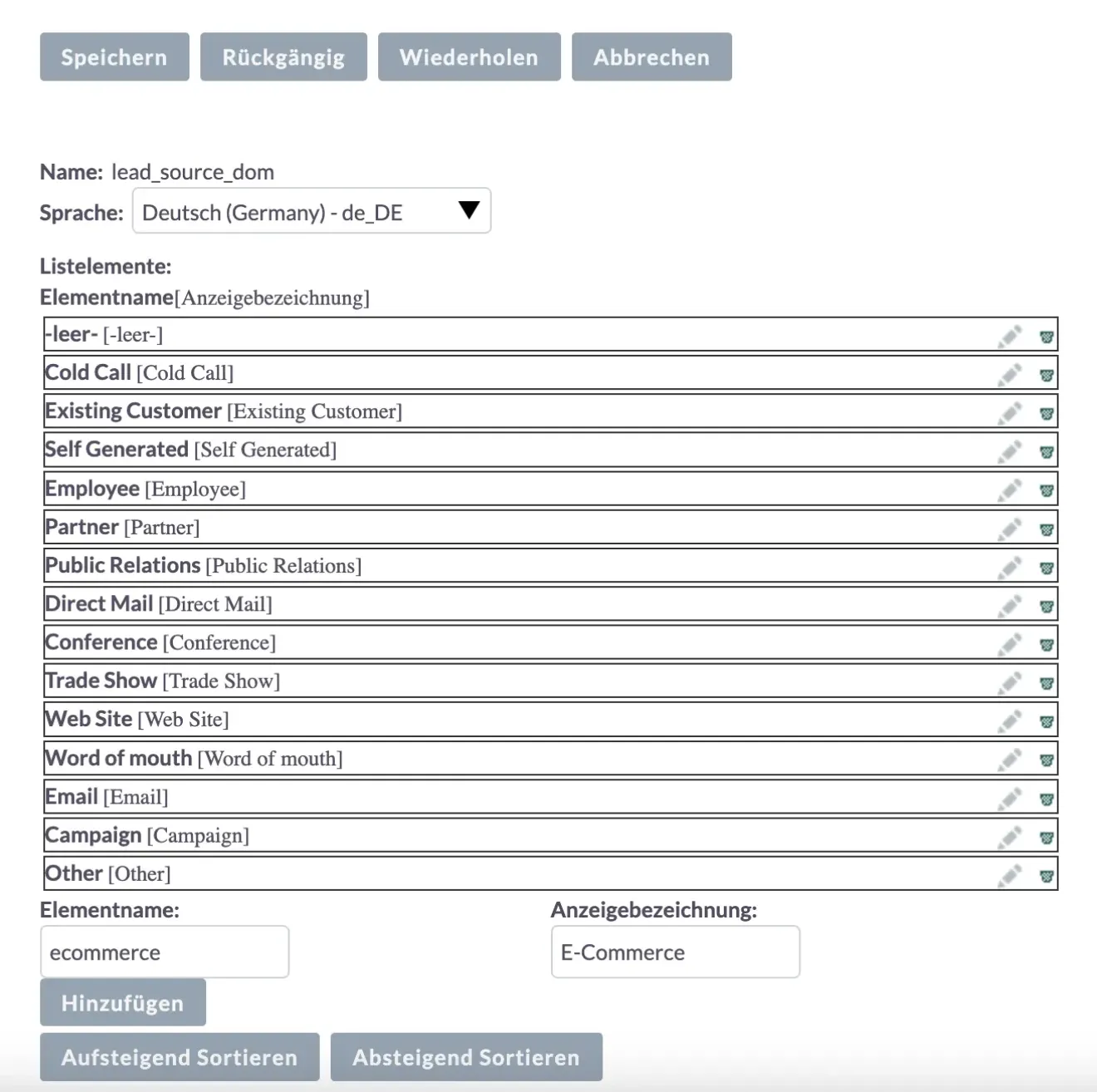 neues element zur dropdown liste hinzufuegen