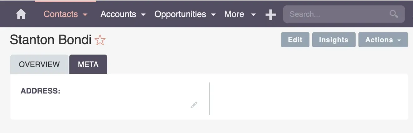SuiteCRM Contact meta tab