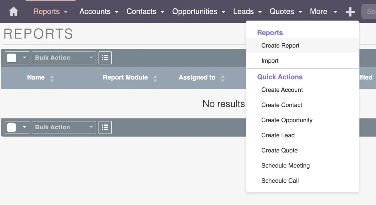 SuiteCRM create report