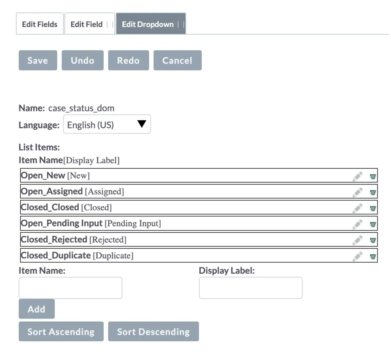 SuiteCRM Edit Dropdown List name format