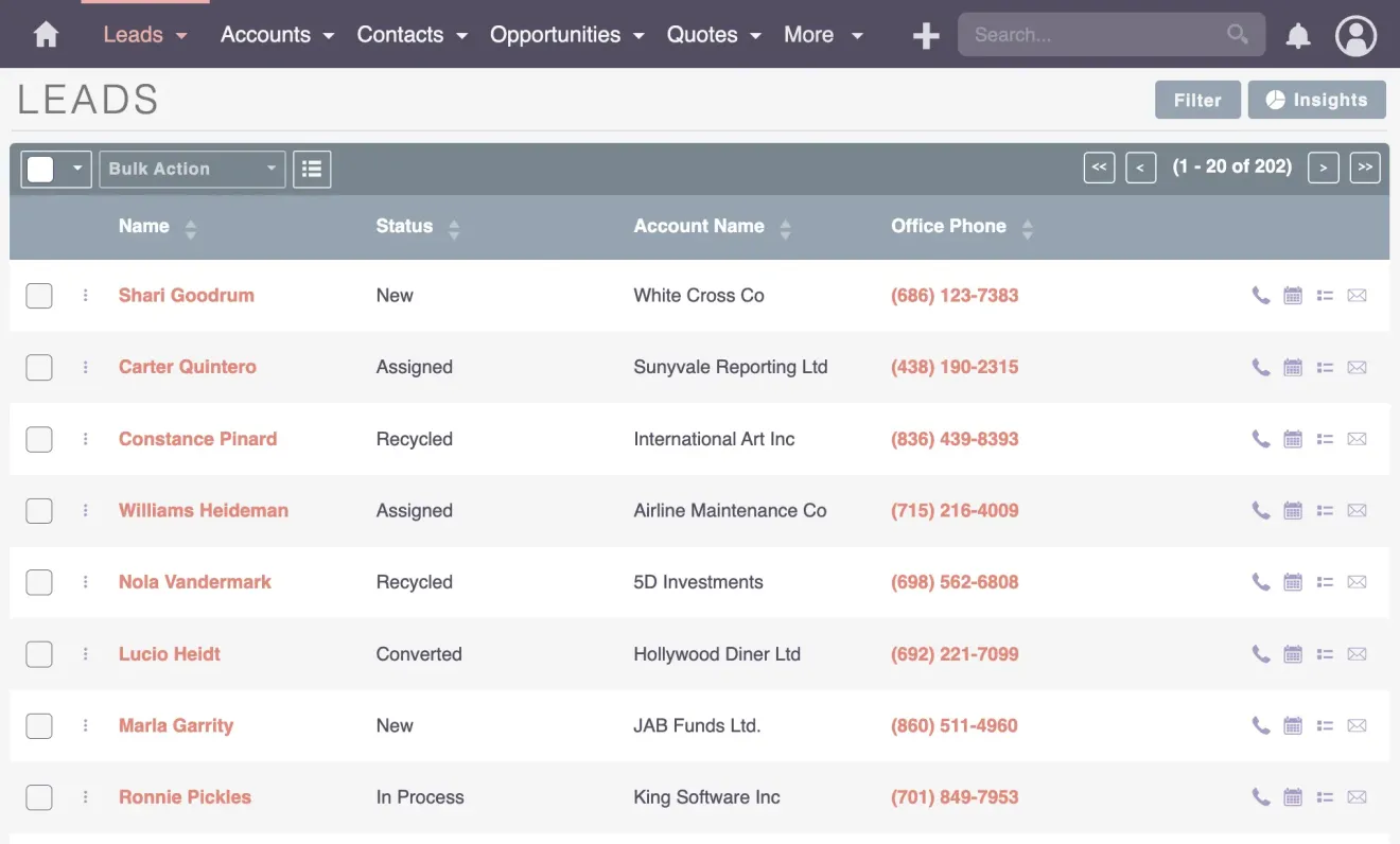 SuiteCRM Leads module