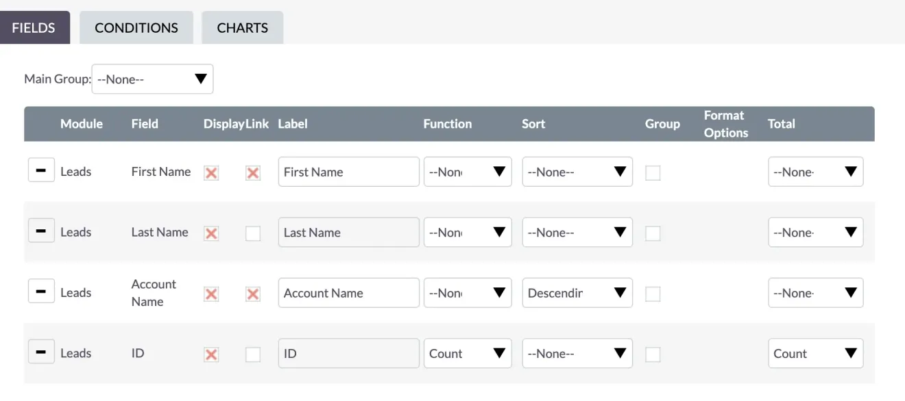 SuiteCRM report count function