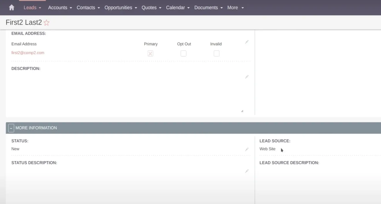 test form 2 lead source