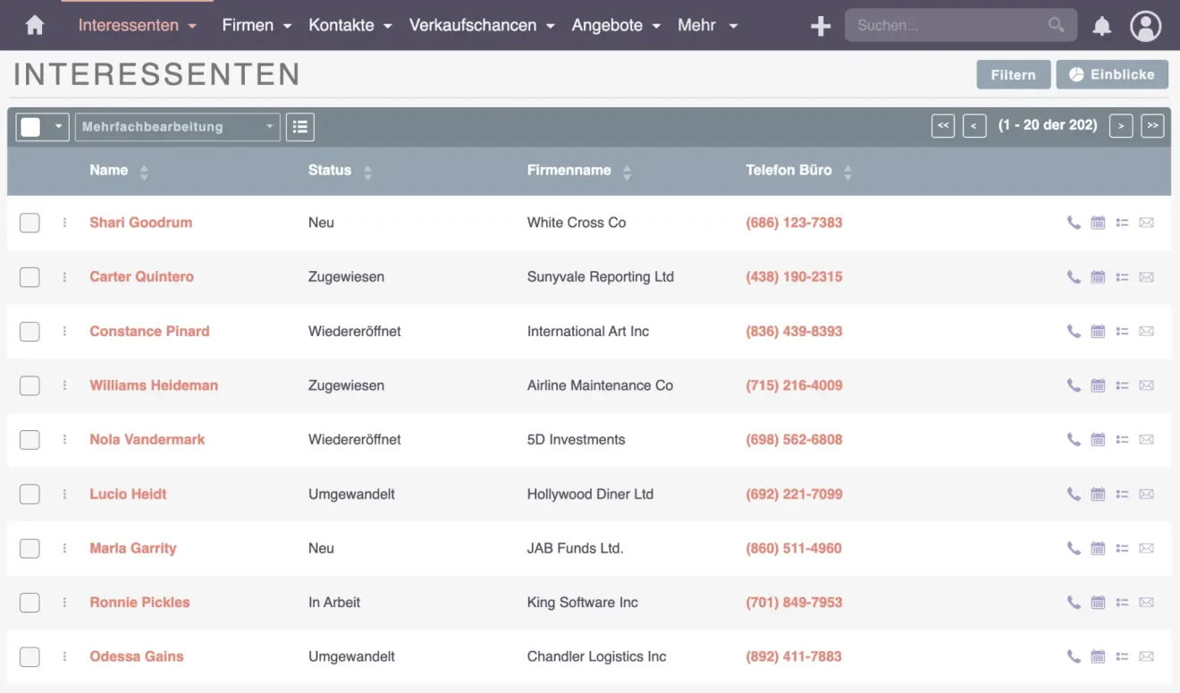 SuiteCRM Interessenten