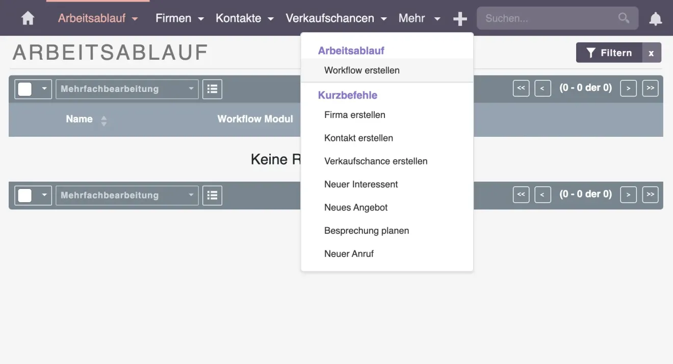 suitecrm arbeitsablauf workflow erstellen
