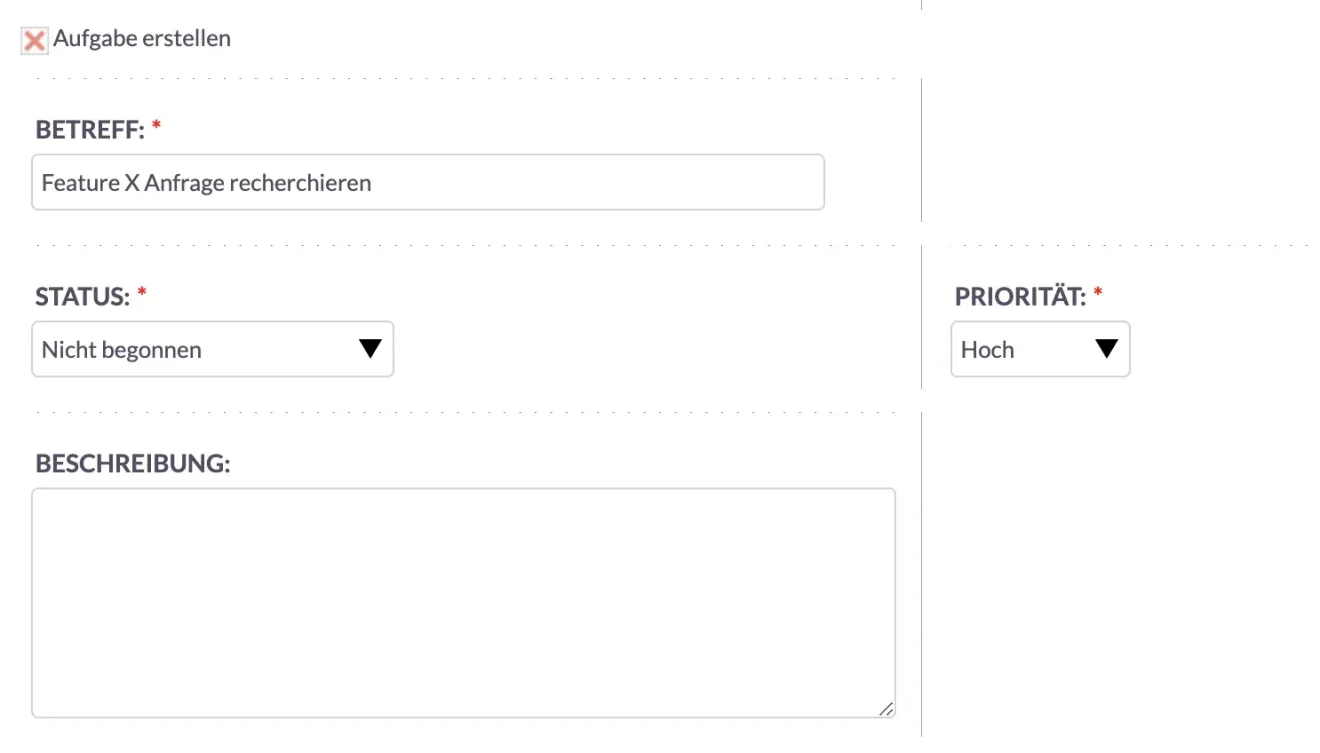 suitecrm aufgabe erstellen