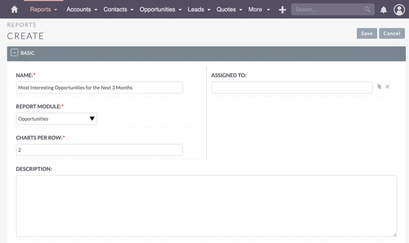 SuiteCRM create report