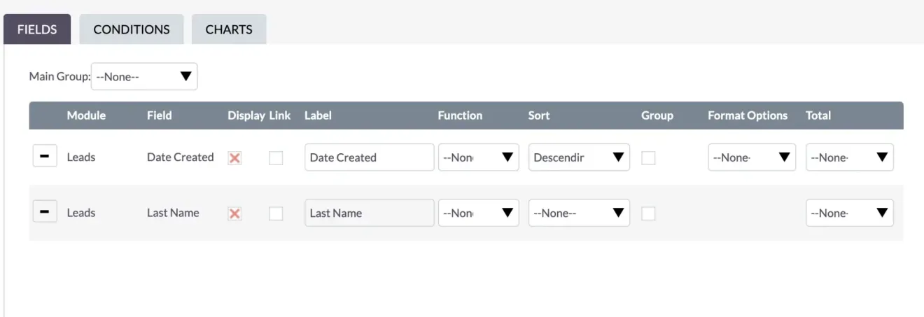 suitecrm date created sort descending