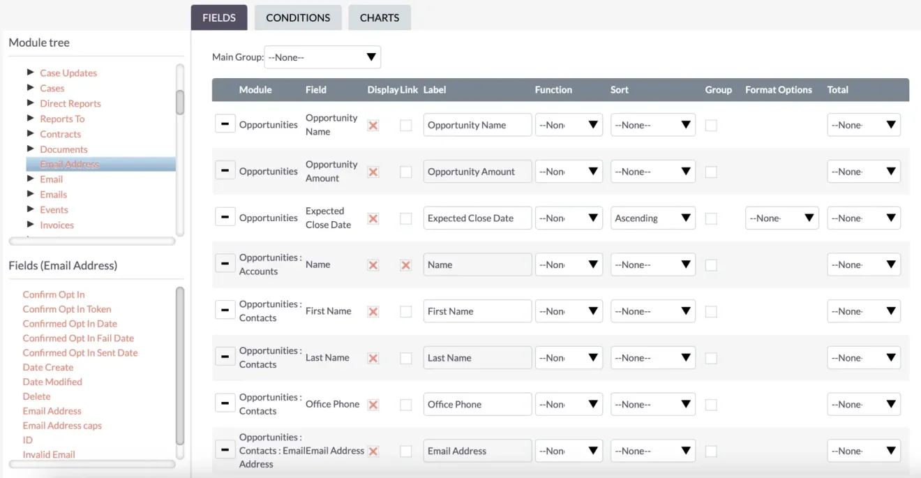 SuiteCRM linking email address to opportunities
