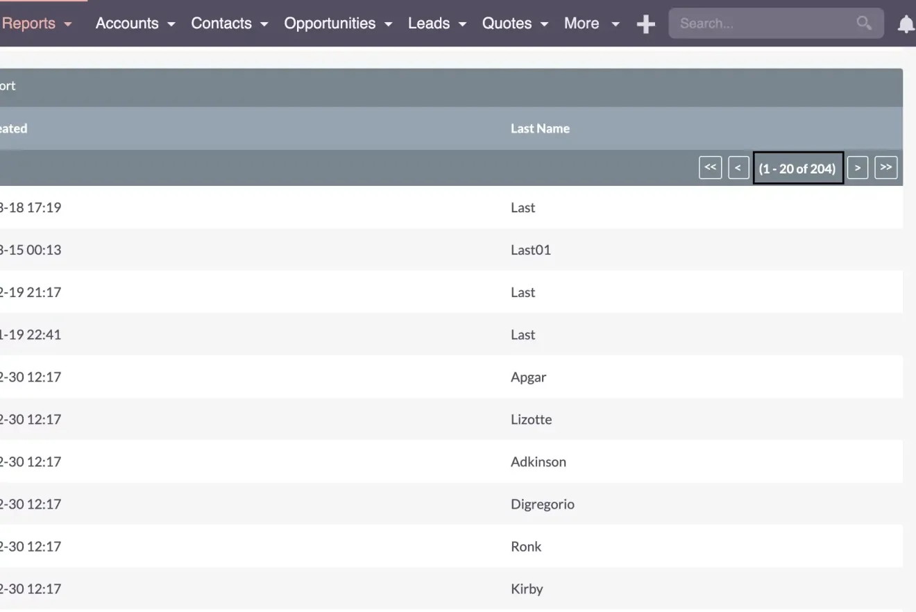 suitecrm report number of records edited
