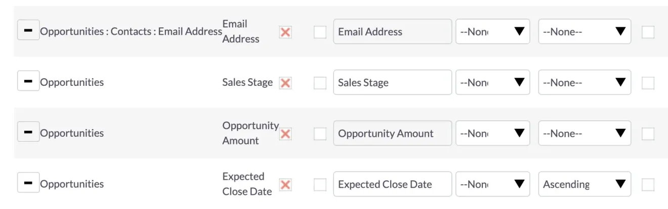 SuiteCRM Report sales stage