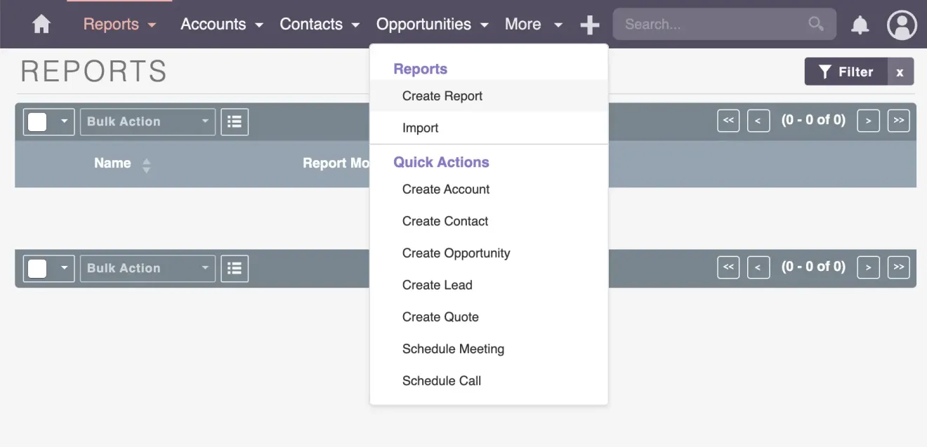 SuiteCRM Reports - create report