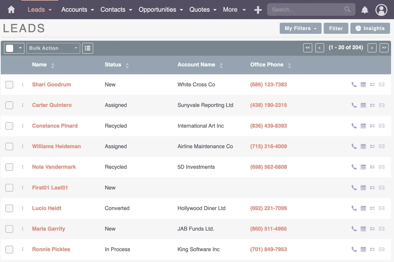 suitecrm visualize data leads module