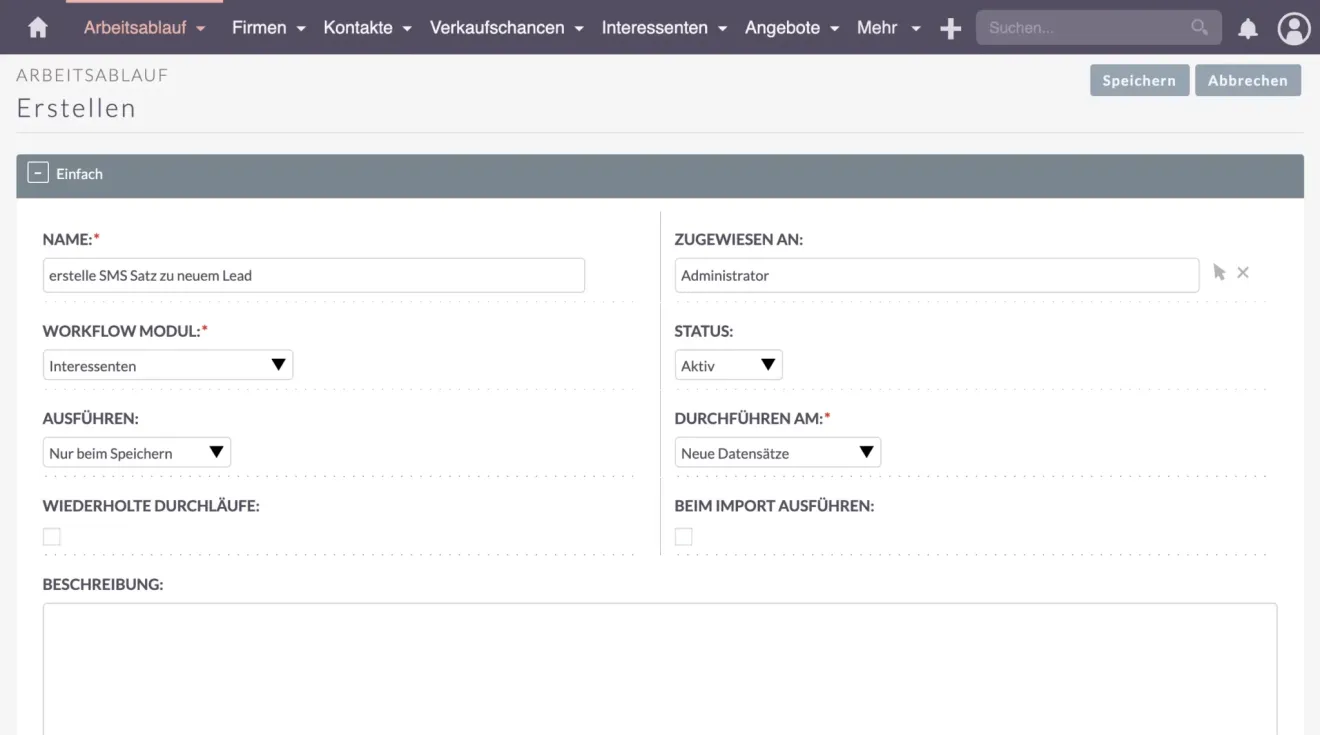 suitecrm wichtige kopfdaten und felder
