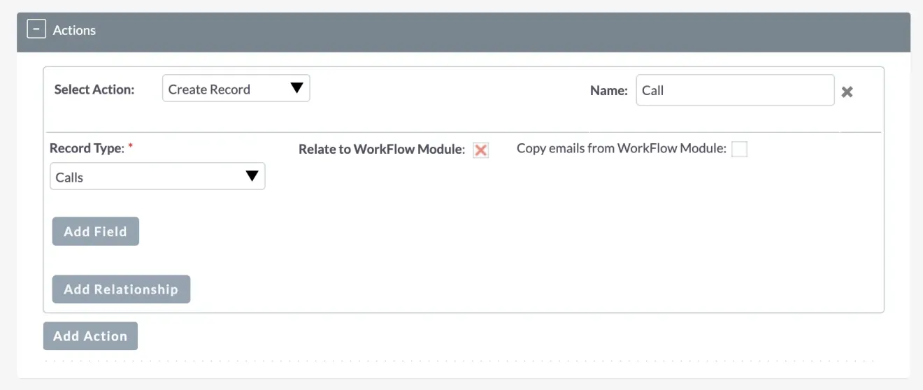 SuiteCRM Workflow Actions