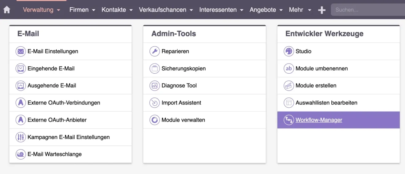 SuiteCRM Workflow Manager DE