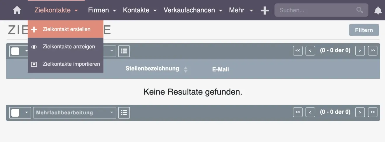 suitecrm zielkontakt erstellen